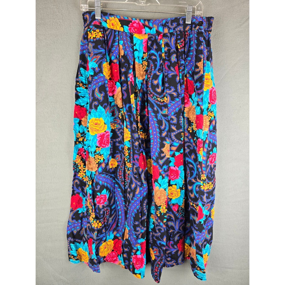 SK& Company Women's Pleated Midi Skirt size 10 Floral Paisley Print Teacher